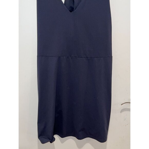 Fabletics Sleeveless Navy Blue Racerback Mini Dress With V-Neckline & Draped Wom - Picture 3 of 10